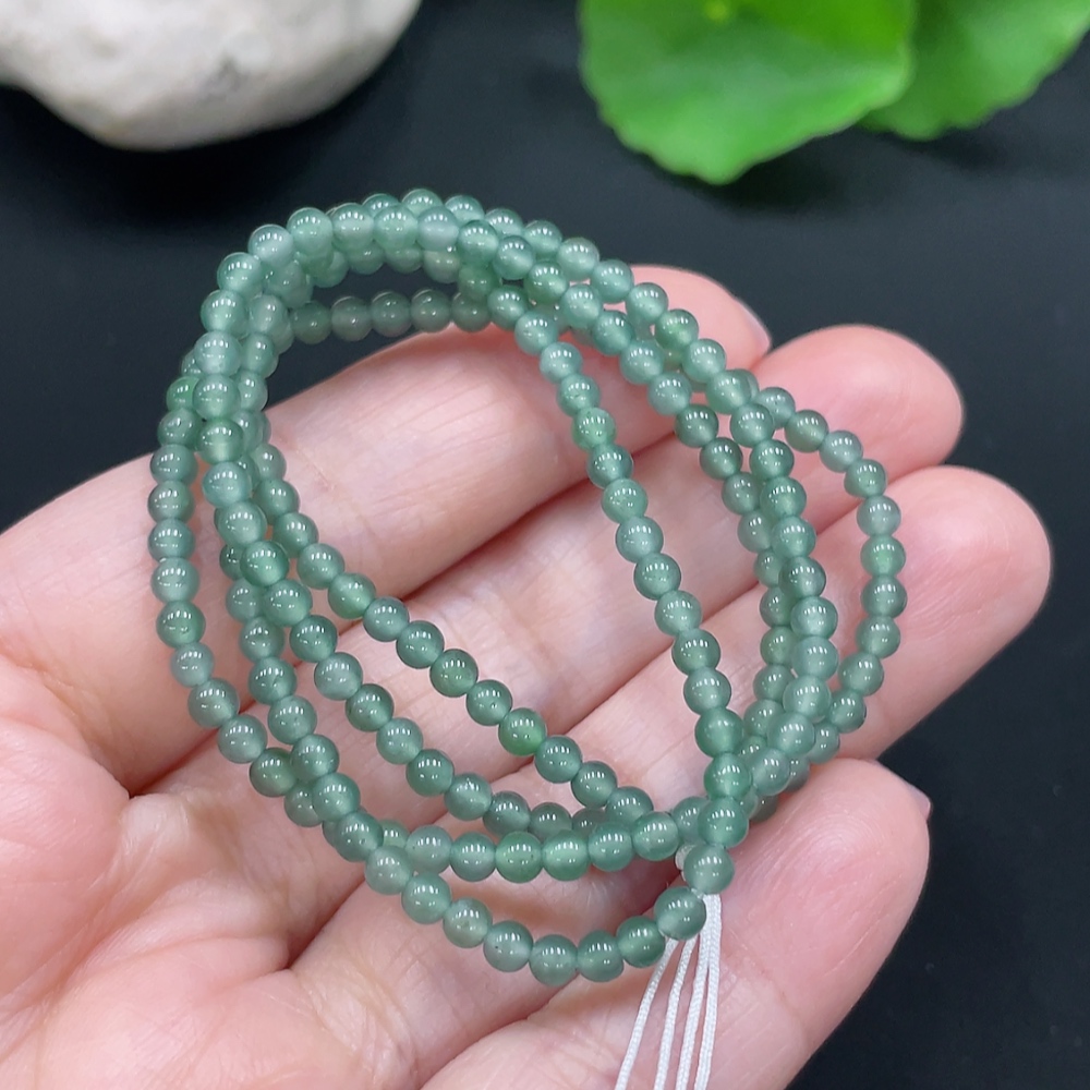 F24737830 Jadeite Bead Necklace Total Approx. Weight 7.79g Size Approx. 3mm