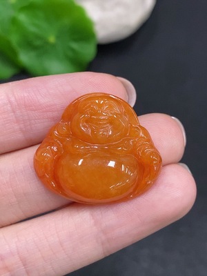 F34002094 Jadeite Buddha Pendant, Total Weight Approx. 5.3g, Yellow Color Origin Undetermined