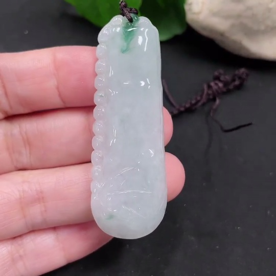 F35129099 Jadeite Bamboo Pendant Total Weight Approx.14.9g