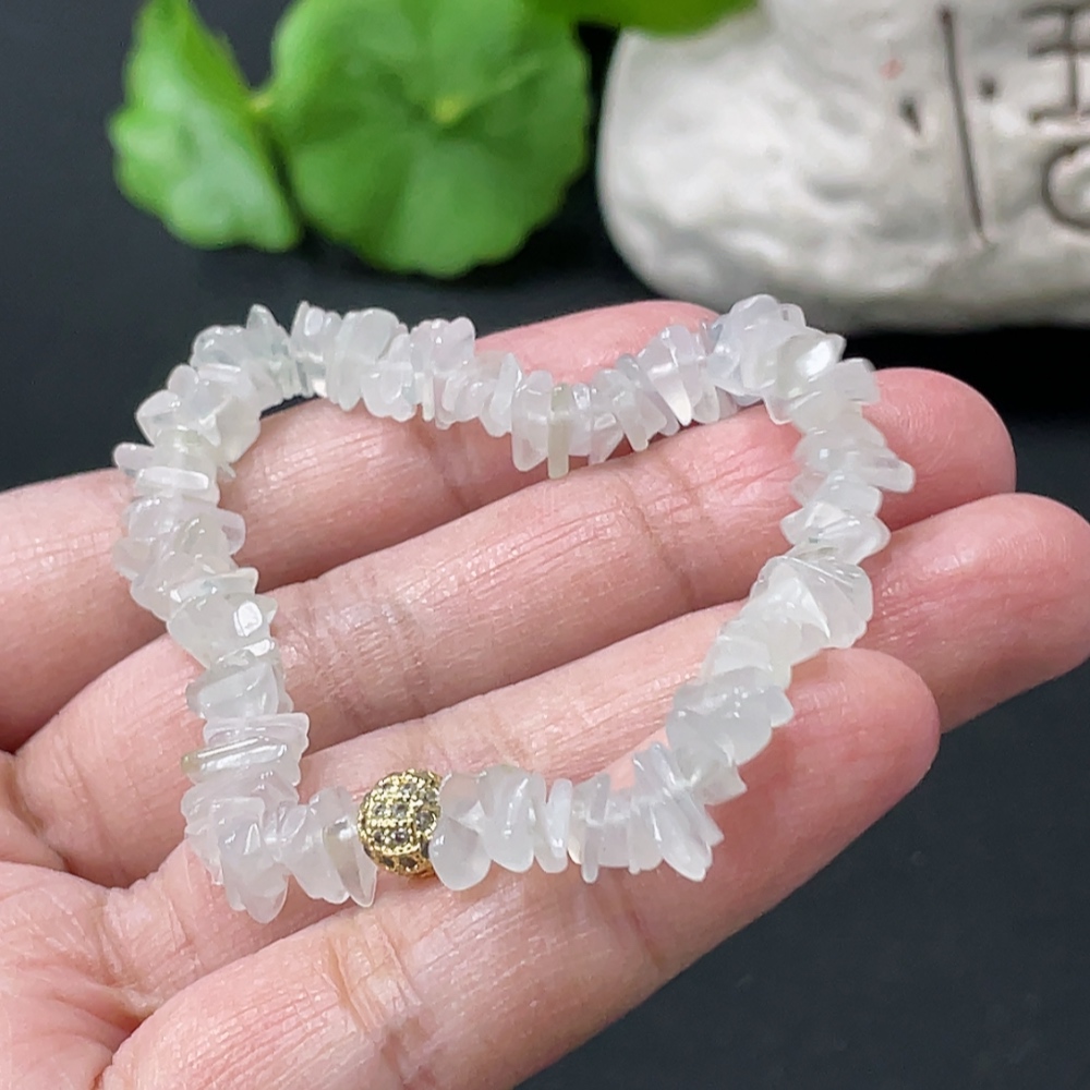 F35109558 Jadeite Auspicious Fragmented Bracelet Total Weight Approx. 10g Non-Gold Beads