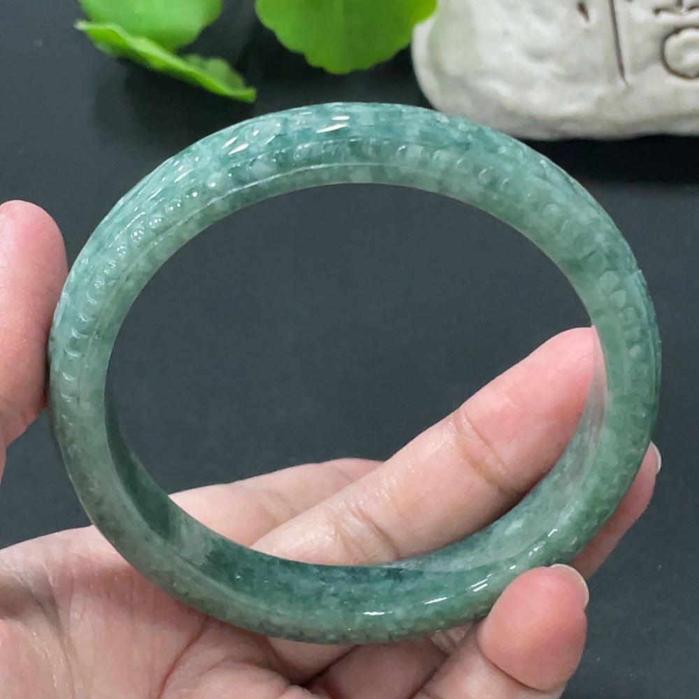 F33935013 Jadeite Round Bangle, Total Weight Approx. 49.5g, Size 60.3
