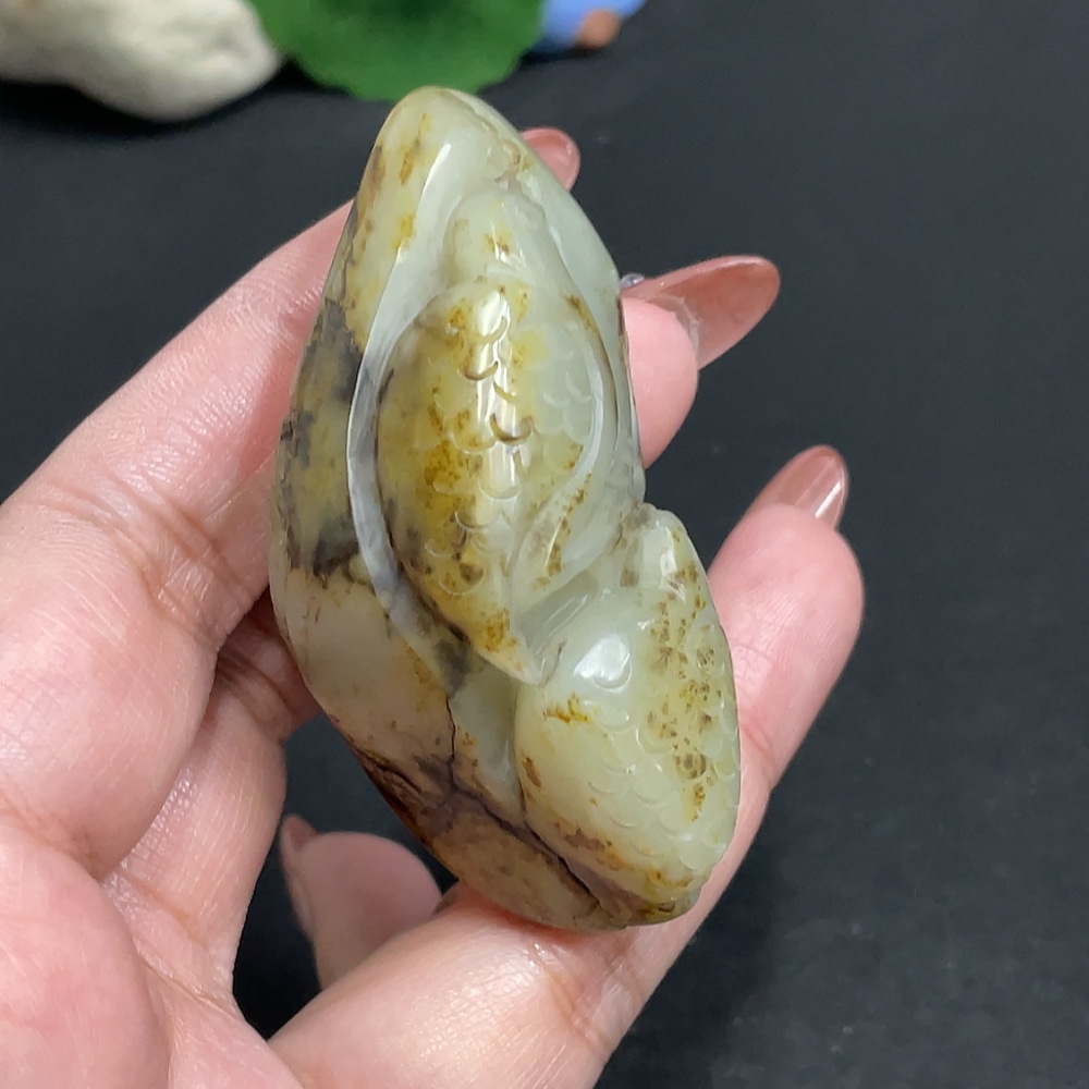 H34011304 Hetian Jade Pendant, Peaceful Living and Happy Work, Undetermined Skin Color Formation, Total Weight Approx. 71.1g