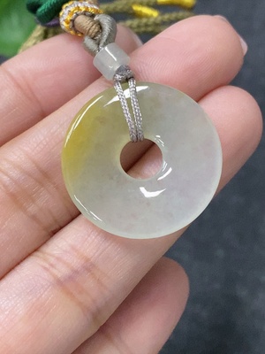F34997834 Jadeite Pendant Donut Total Weight Approximately 5.555g Including Rope Yellow Part Color Origin Undetermined