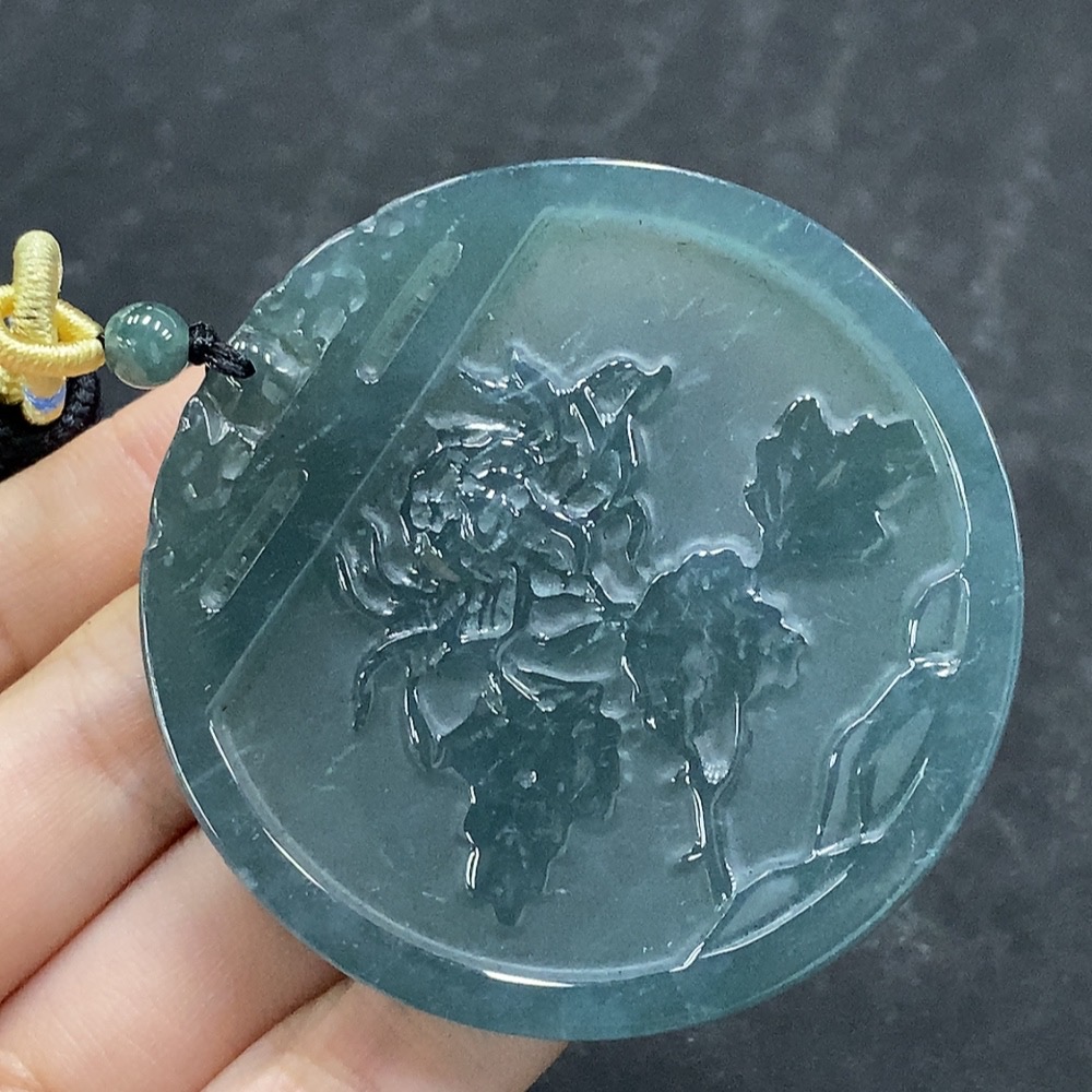 F34965245 Jadeite Pendant Flower Total Weight Approx. 42.97g