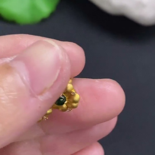 F30495013 Jadeite Cabochon Stud Earrings 18k Gold Total Weight Approx.1.2g