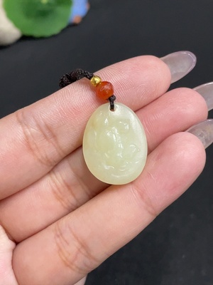 H34956478 Hetian Jade Pendant  Prosperity in Bloom  Total Weight: approx. 4.7g (including rope)