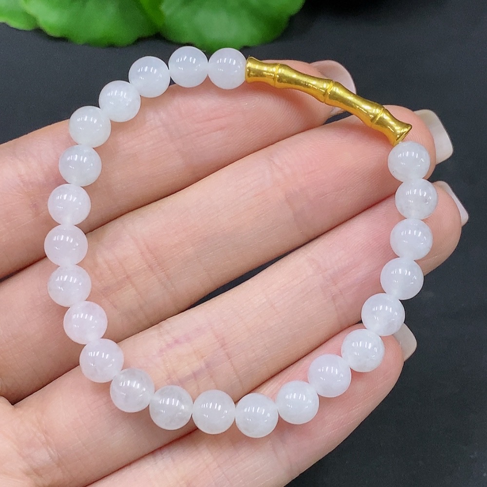 F26044850 Jadeite bracelet, approximately 5.7mm beads, total weight about 8.3g, accessories with 99% gold content