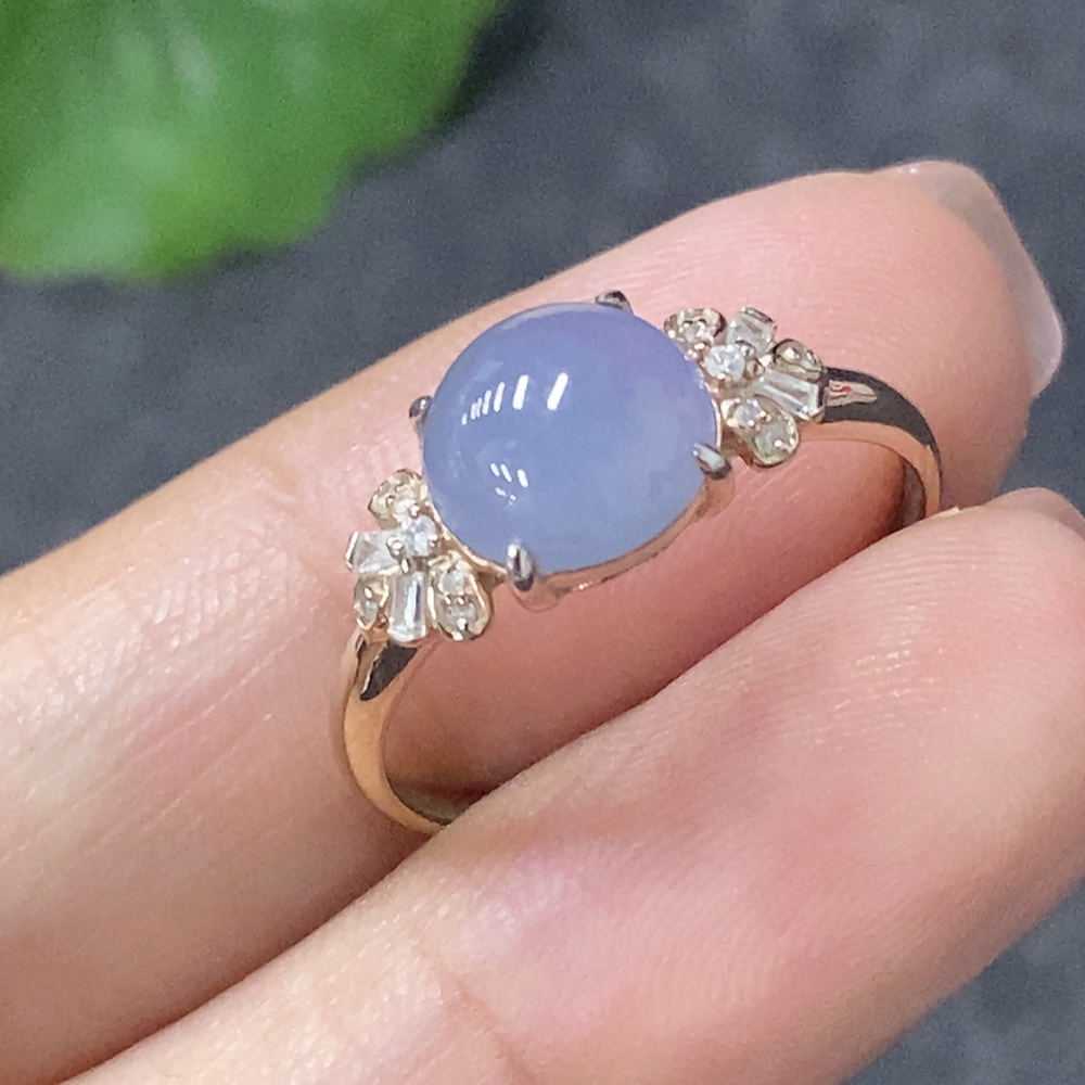 F34998234 Jadeite and Diamond Ring in 18k Gold, Size 15, Approx. Total Weight 1.55g