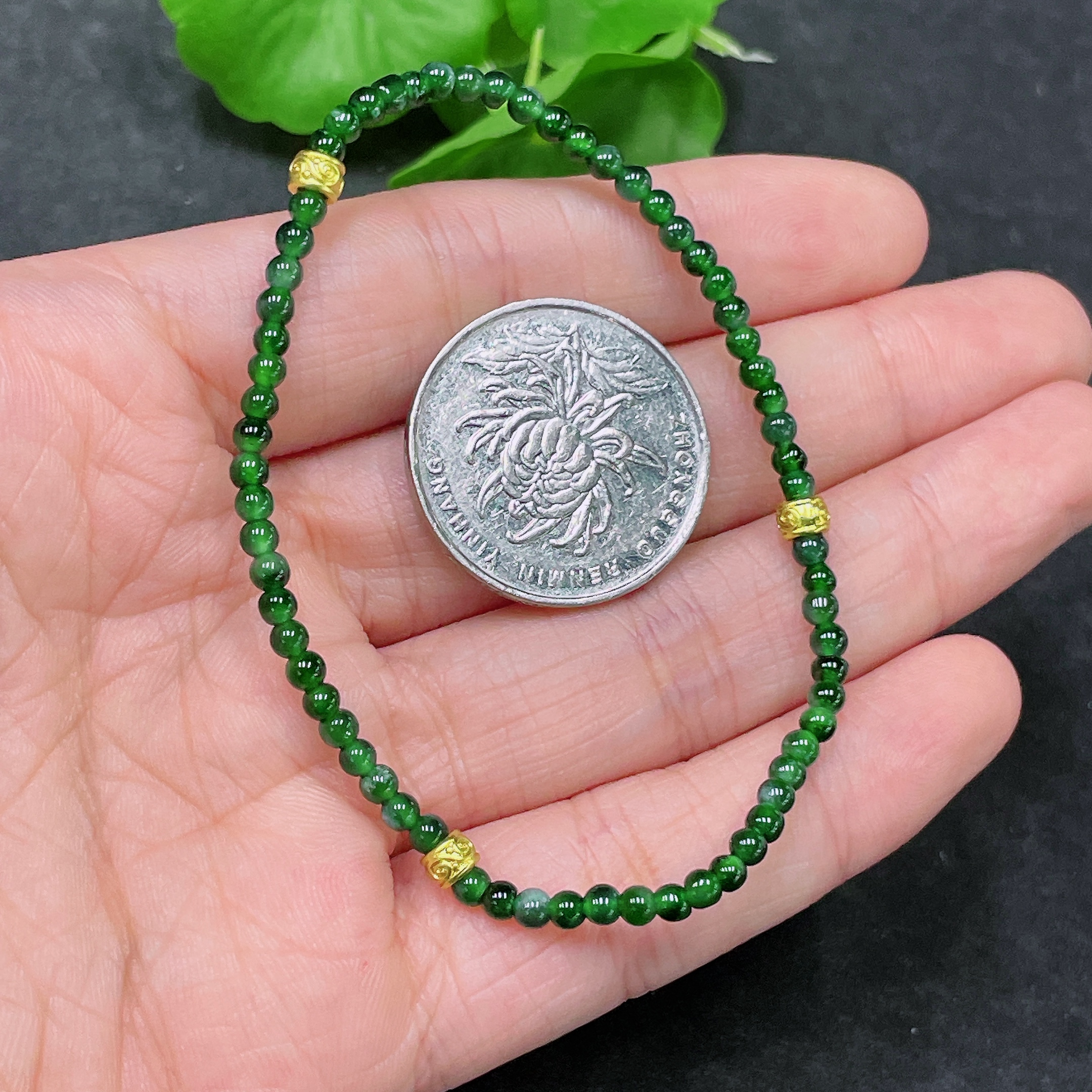 F33839513 Jadeite Bracelet Non-Gold Total Weight Approx. 3.09g Size Approx. 3mm