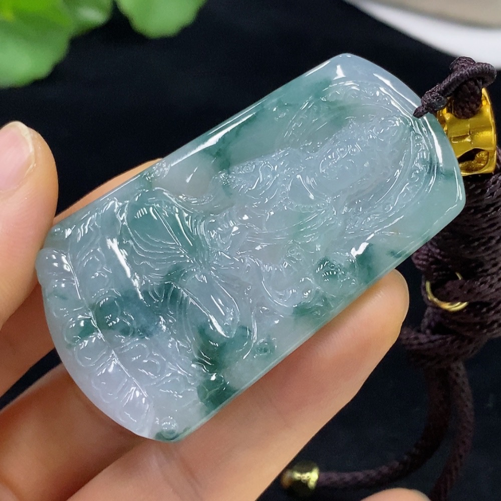 F31599838 Jadeite Guanyin Pendant Total Weight Approx. 34.94g (Including Rope Weight) Non-Gold