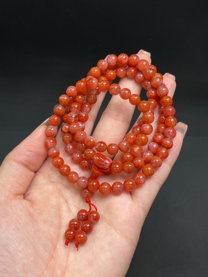 C14530213 South Red Agate Bead Strand, Approx. 47.35g, 6.5mm