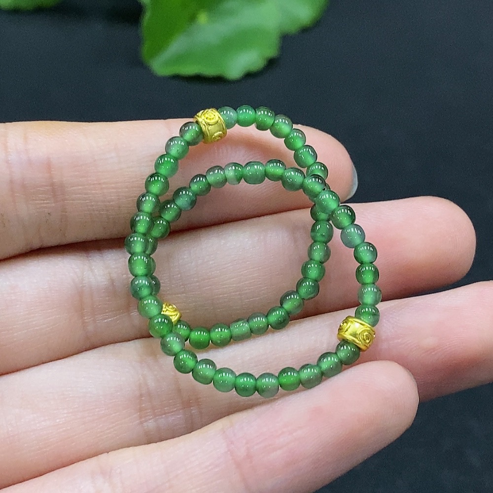 F33896228 Jadeite Beaded Bracelet Approx. 3mm Bead Size Total Weight Approx. 3.14g Non-Gold-Inlaid