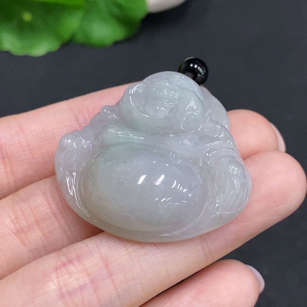 F34034599 Jadeite Buddha pendant Total weight including chain is about 32.2g (chain is not grade A)