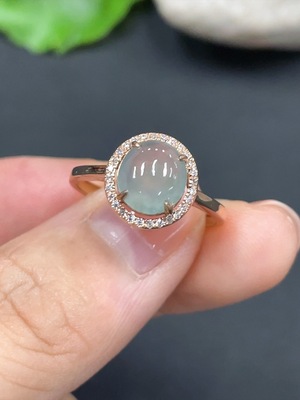 F20283843 Jadeite Cabochon Ring with 18K Gold Setting, Size 12, Total Weight Approx. 1.69g