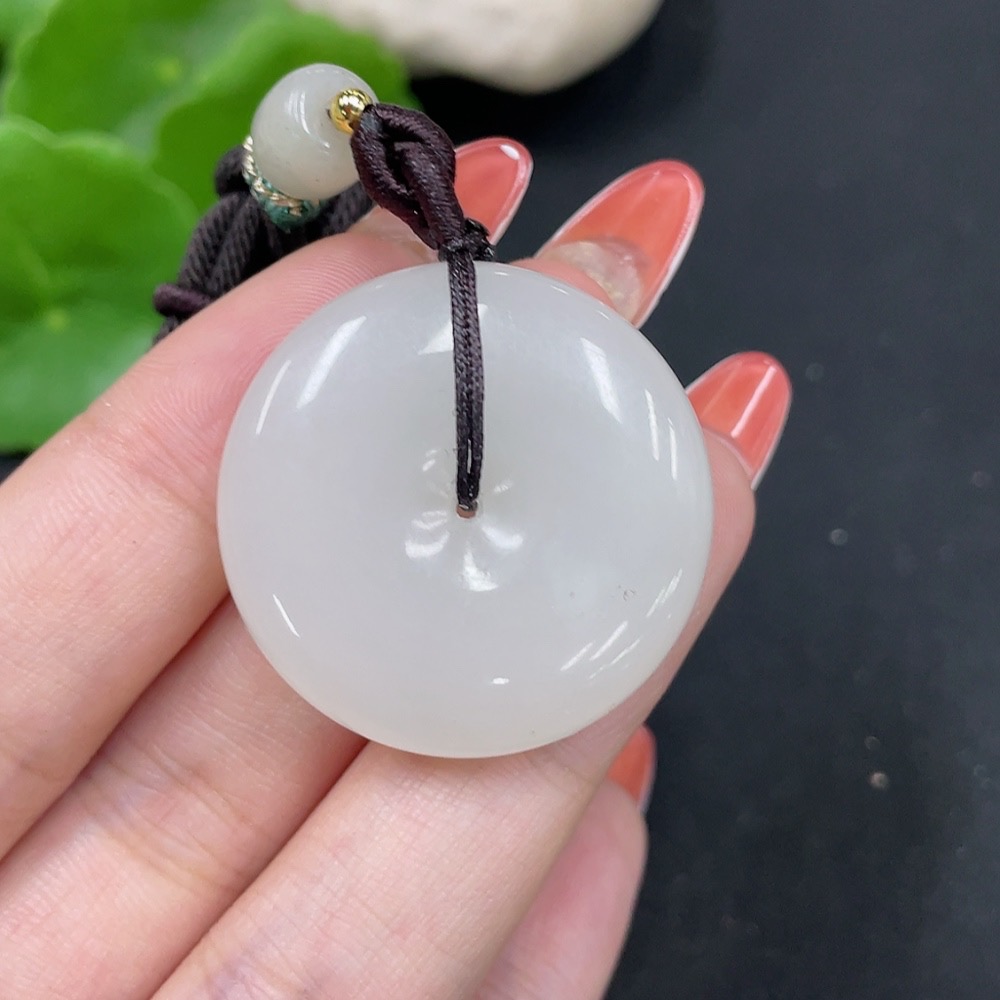 H34027337 Hetian Jade Pendant, Peace Buckle with Non-Hetian Jade Beads