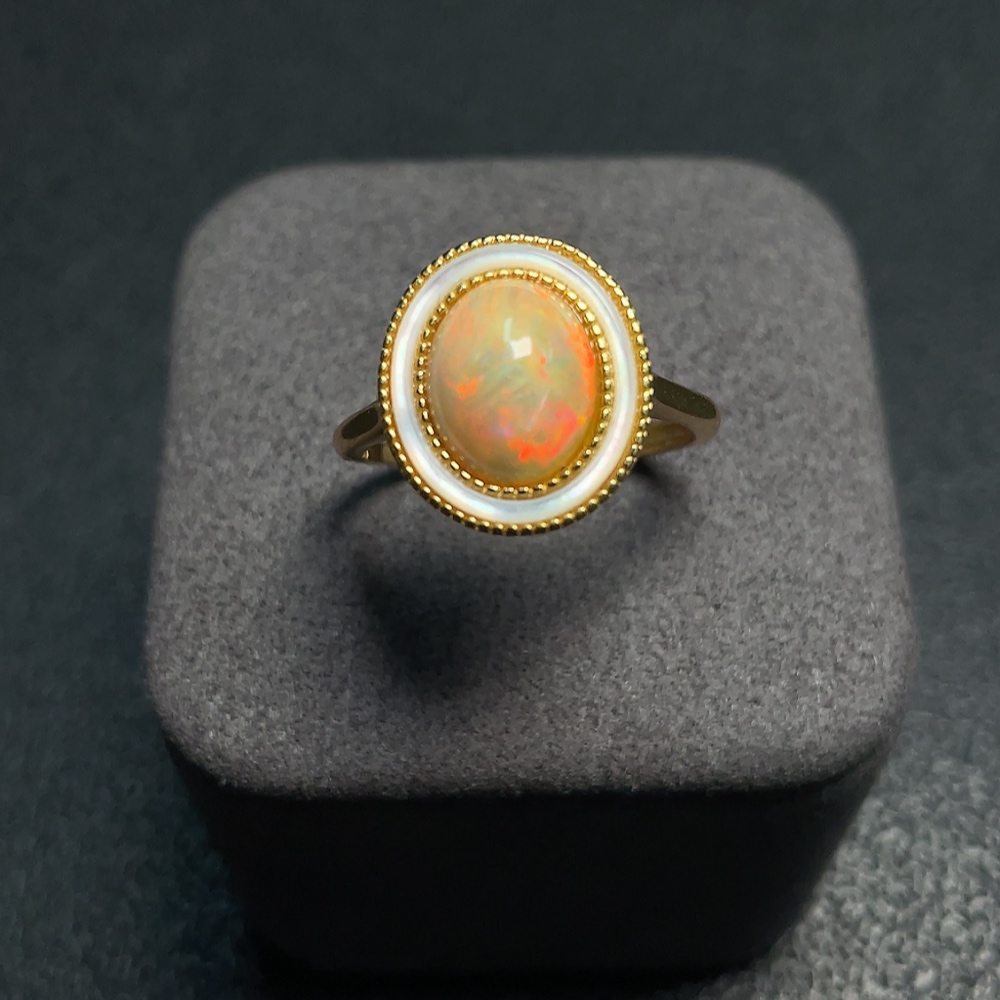 C34008378 Opal Ring Adjustable Non-Gold Total Weight Approx. 3.68g
