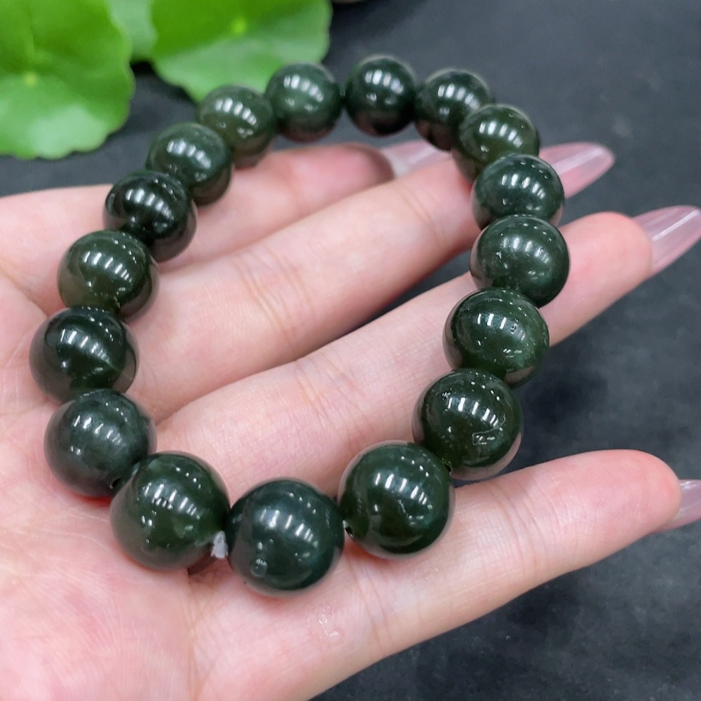 H33897525 Hetian Jade Bracelet Approx.11.6mm Total Weight Approx.44.9g