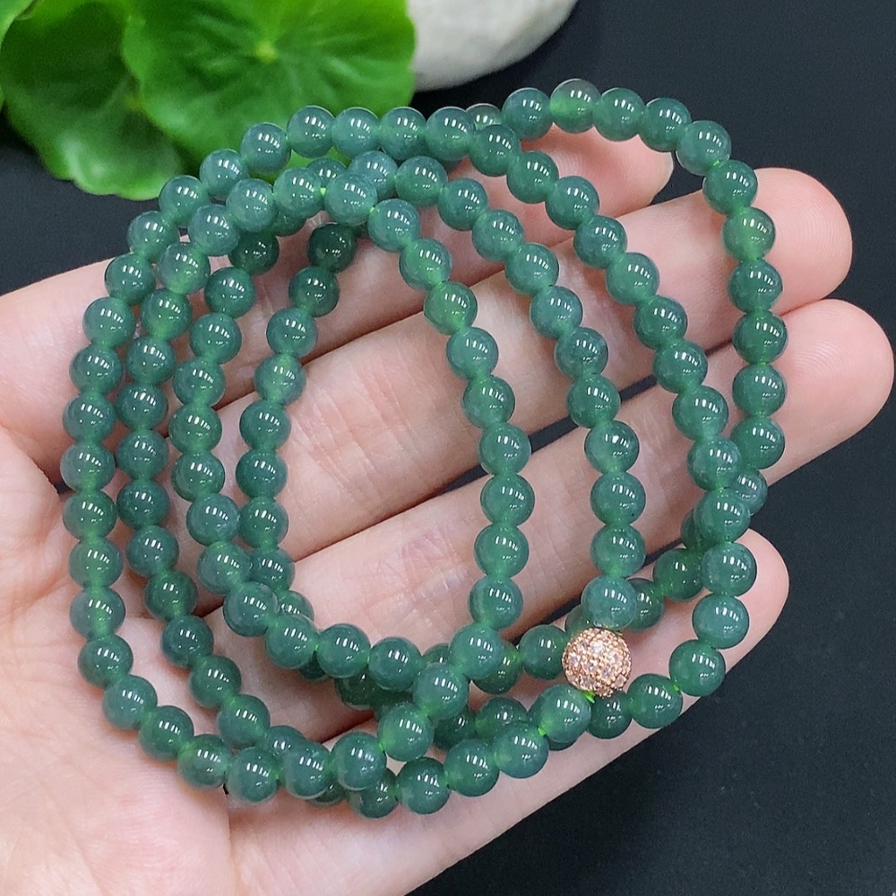 F30543513 Jadeite Bead Necklace, Non-Gold Setting, Approx. 4.7mm, Total Weight Approx. 26.8g