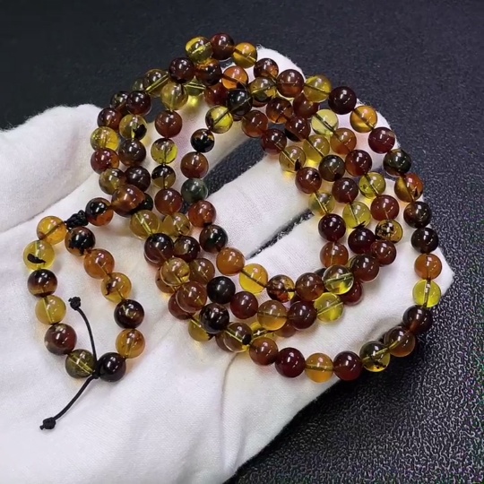 C31655732 Amber Beeswax Beaded Necklace Total Weight Approx. 25.4g Size About 7.3mm