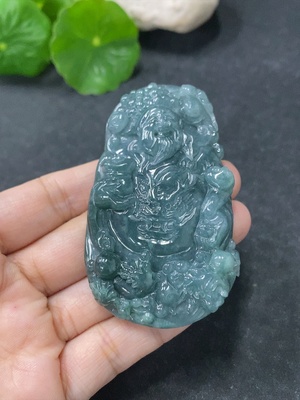 F33913769 Jadeite Pendant God of Wealth Total Weight Approx. 49.2g