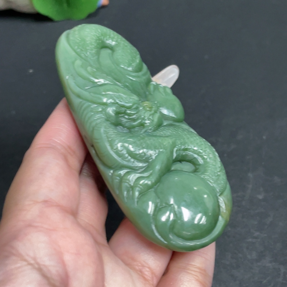 H28243875 Hetian Jade Handheld Piece Dragon Total Weight Approx. 117.1g