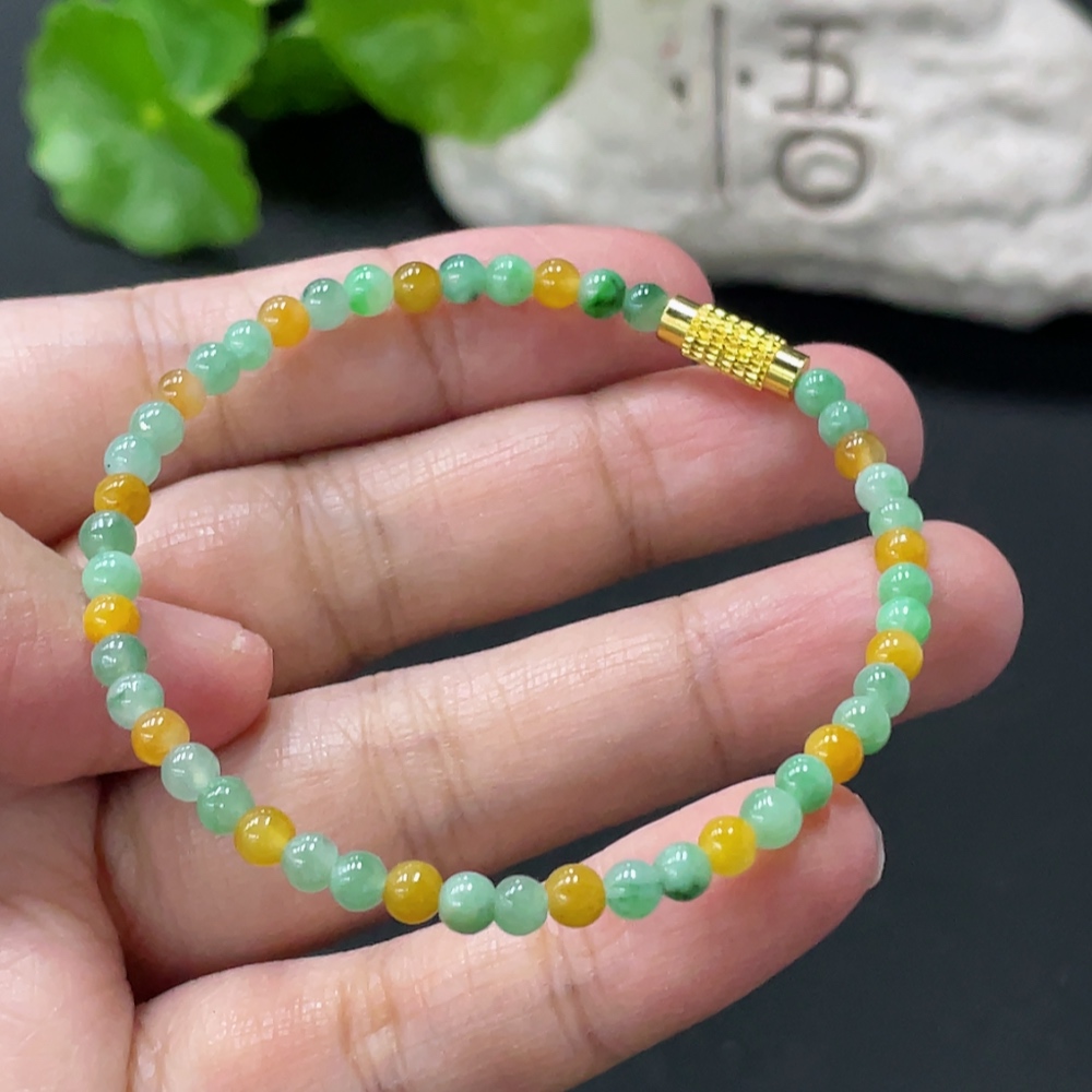 F35080810 Jadeite Bead Necklace 3.8mm approx Non-Gold Clasp Total Weight 4.88g approx