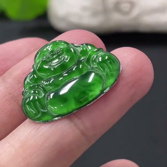 F33875735 Jadeite Inlaid Buddha Pendant, Total Weight Approx. 1.65g
