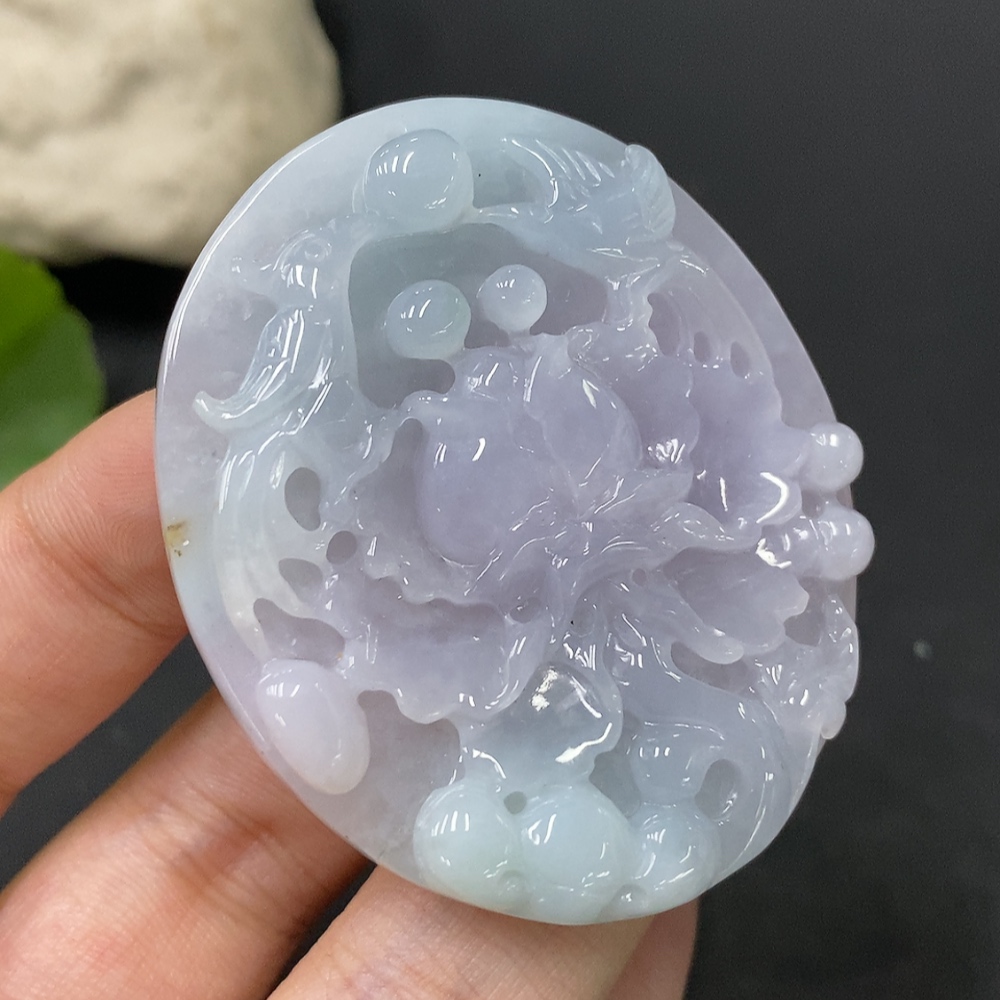 F28277298 Jadeite Pendant Total Weight Approx. 36.34g Blooming Prosperity