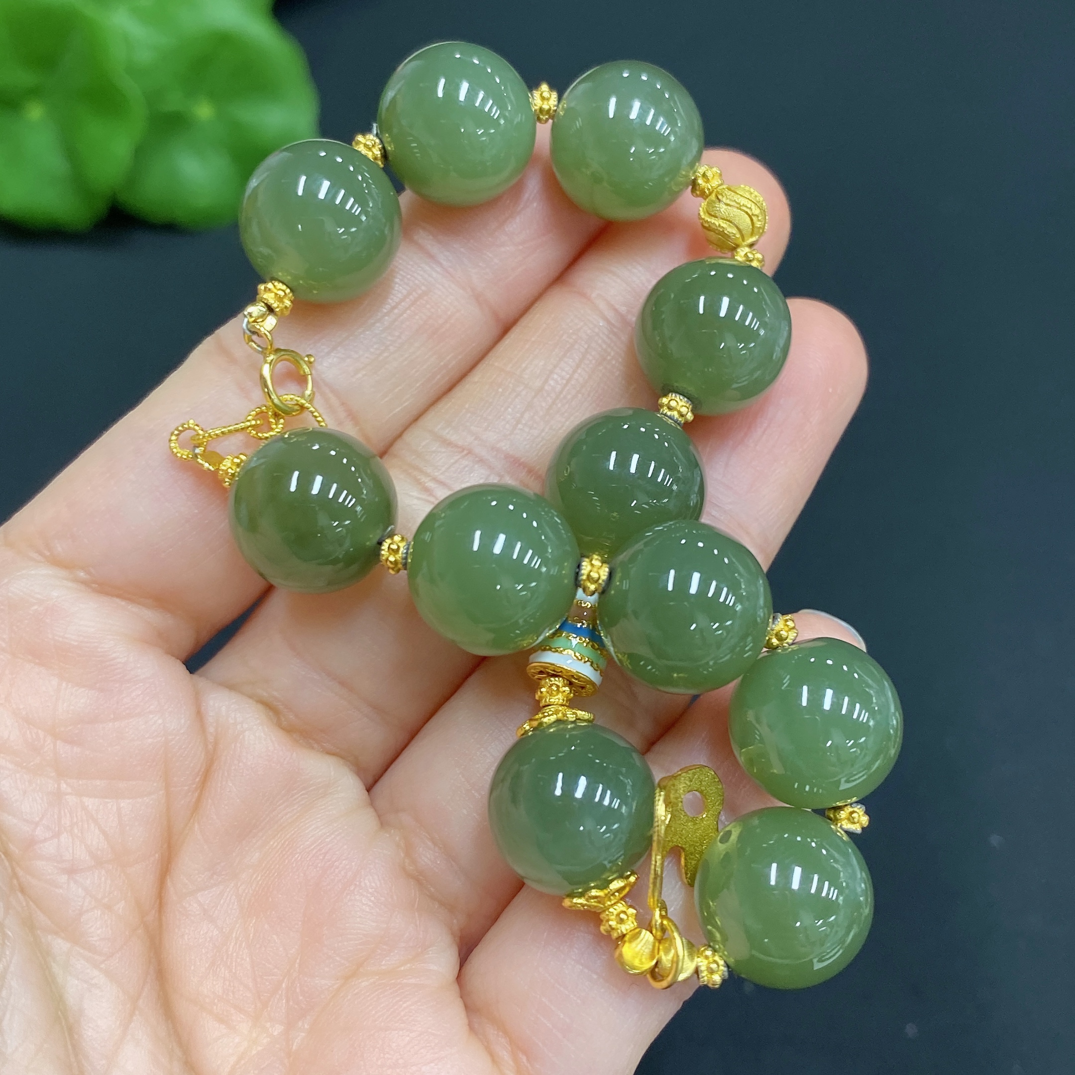 H27059811 Hetian Jade Bracelet   Approx. 11.6mm   Non-Gold Inlaid   Total Weight Approx. 31.6g