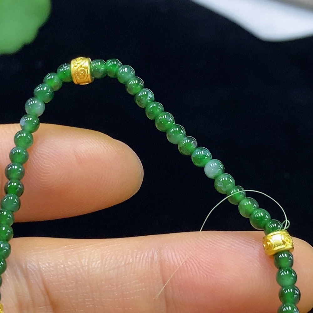 F34044450 Jadeite Bracelet approx. 2.9mm Beads Total Weight approx. 3.43g Non-Gold