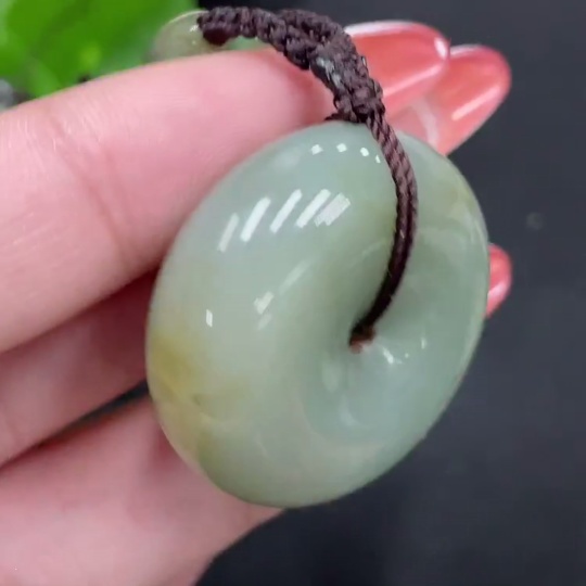 H34017694 Hetian Jade Pendant - Peace Buckle with Other Mineral Components, Beads Not Hetian Jade, Total Weight (Including Rope) Approx. 27.2g