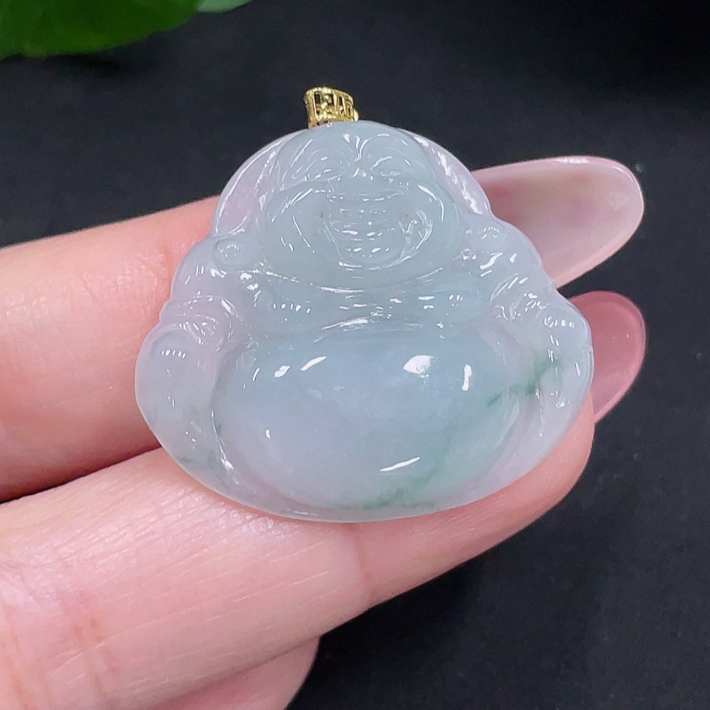 F34013869 Jadeite Buddha Pendant 18K Gold Total Weight Approx. 6.79g