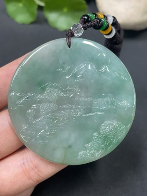 F19185303 Jadeite Landscape Pendant Total Weight 39.166g