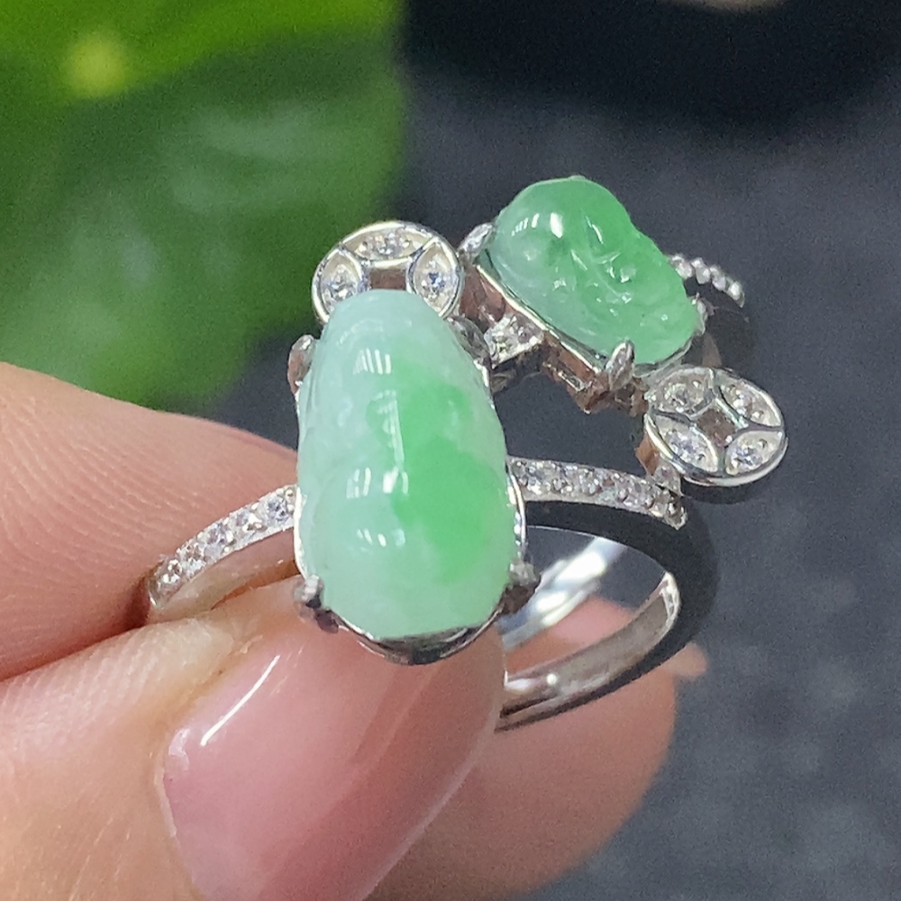 F34998256 Jadeite Inlaid Ring Sell as a Lot Non-Gold