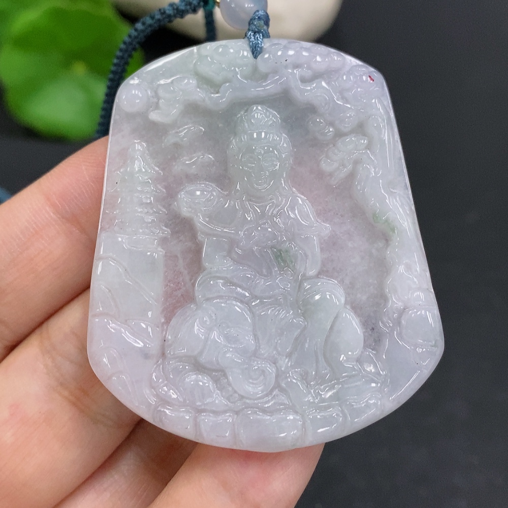 F28288904 JadeiteSamantabhadra Pendant Total Weight Including Rope Approx. 16.5g
