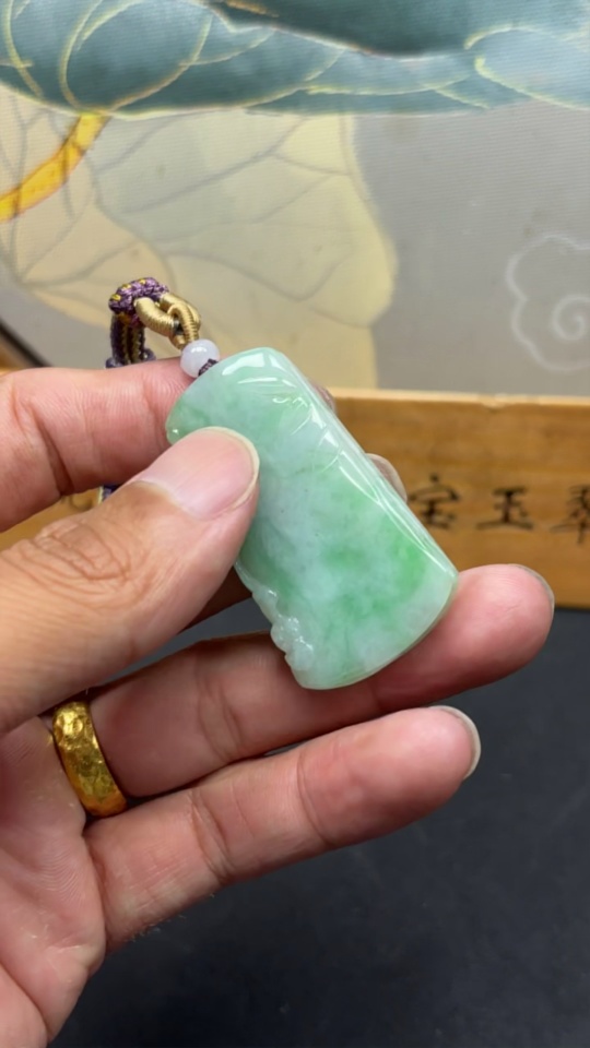 F29362873 Jadeite Bamboo Pendant Total Weight Approx. 19.71g (including rope weight)