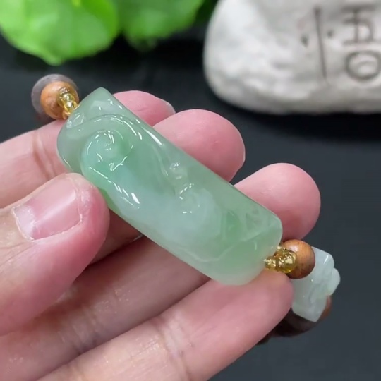 F34076926 Jadeite Hand Plate Total Weight Approx. 15.59g With Non-A Grade Beads