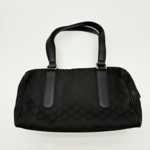S43097662 8.5新 古驰Gucci 黑色老花波士顿包 尺寸30✘19✘12cm 边油开裂 老花布面磨损污渍 边角磨损 内里染色污渍
