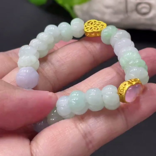 F34999428 Jadeite Bracelet Approx. 8.1mm Beads Non-Grade A Accessories Non-Gold Inlaid Total Weight Approx. 19.79g