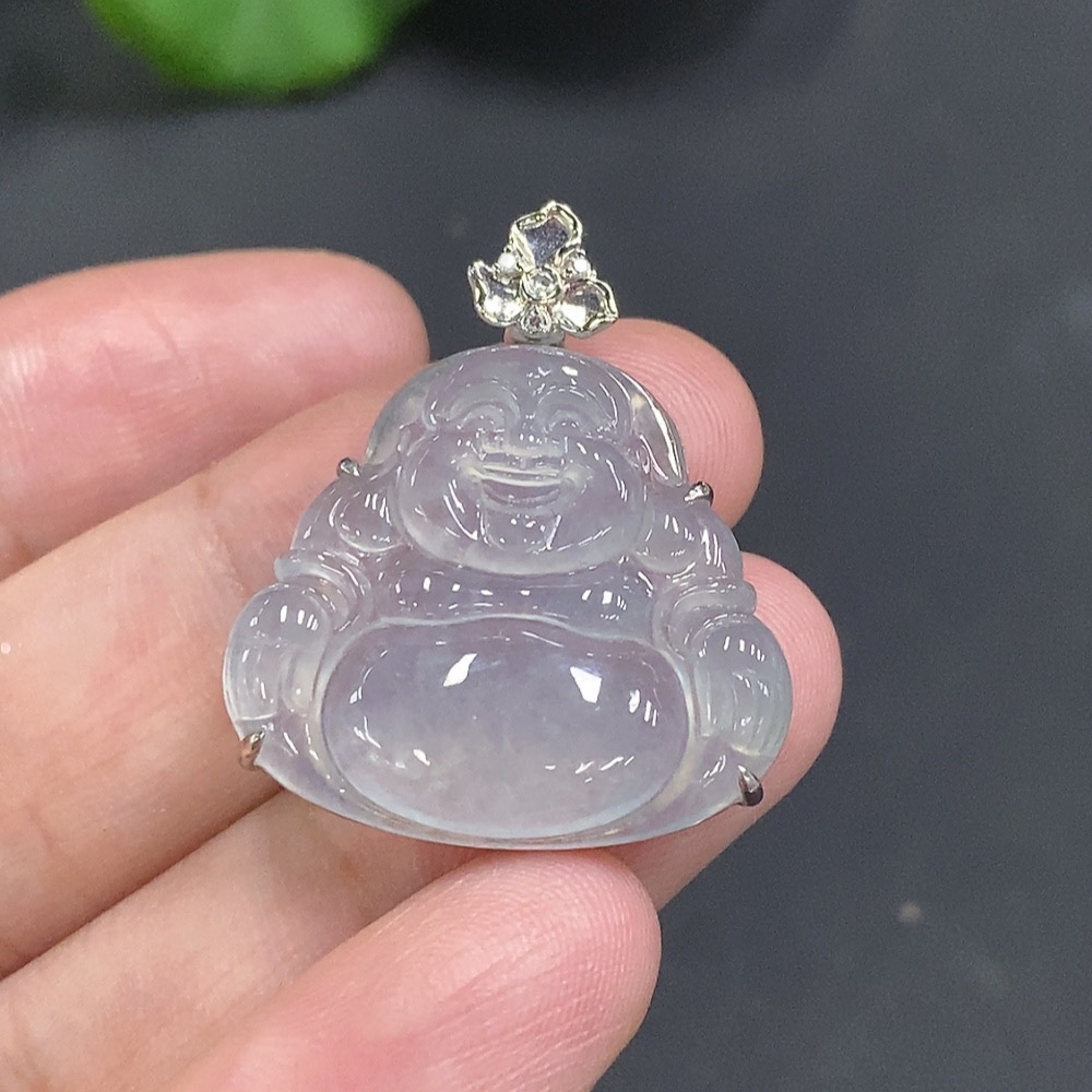 F18070647 Jadeite Buddha Pendant with 18K Gold Mounting, Total Weight Approx. 5.4g