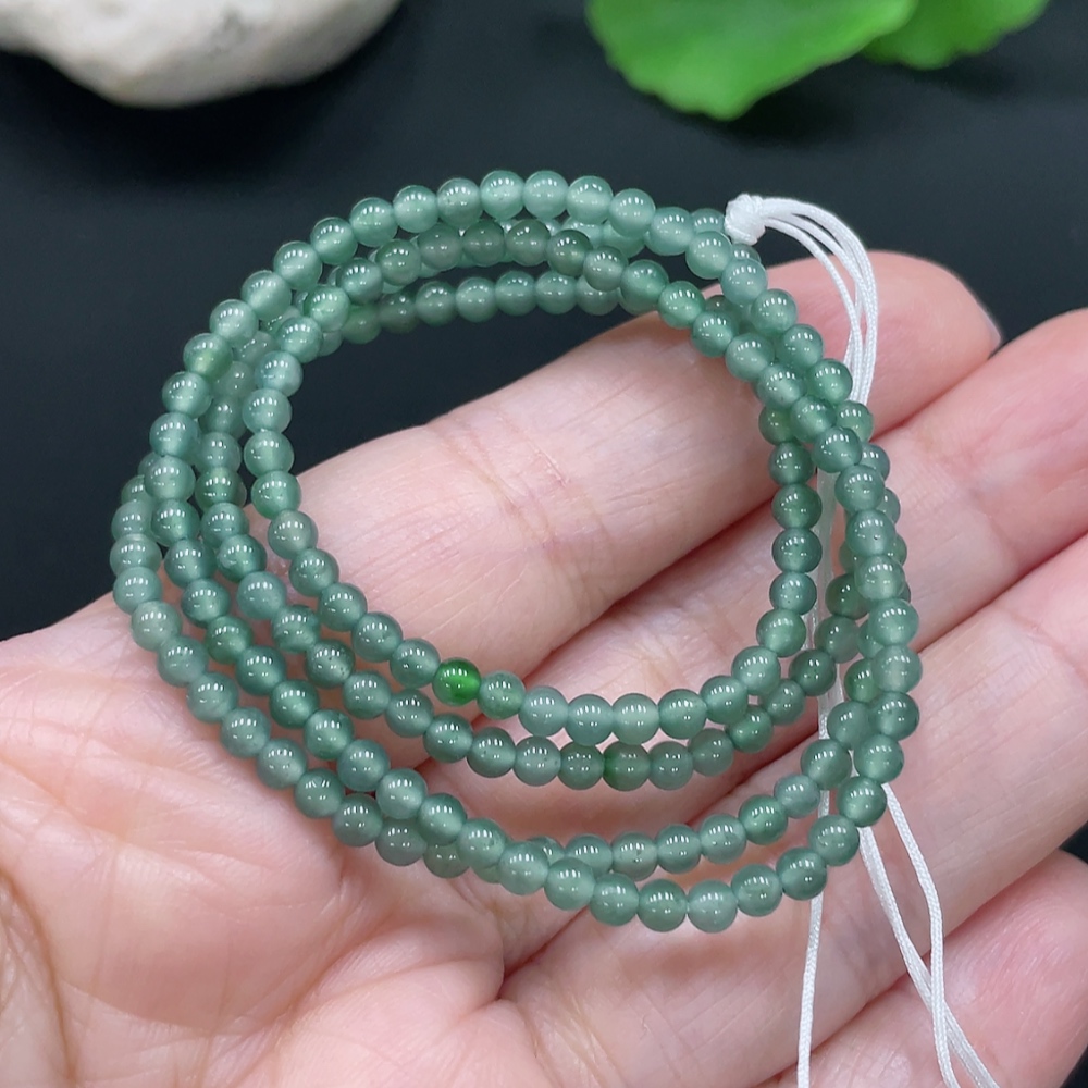 F24737830 Jadeite Bead Necklace Total Approx. Weight 7.79g Size Approx. 3mm