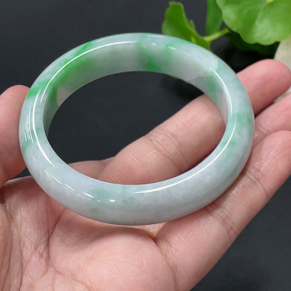F35079867 Jadeite Round Bracelet, Total Weight Approx. 47.5g, Cracked, Size 50.9
