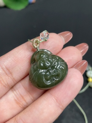 H34054040 Hetian Jade Pendant    Buddha    Total Weight [with rope] 11.6g