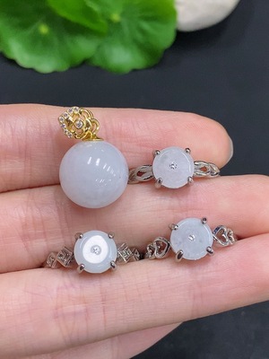 F33831220 Jadeite Inlaid Pieces Sell as a Lot Non-Gold Inlaid Adjustable Size