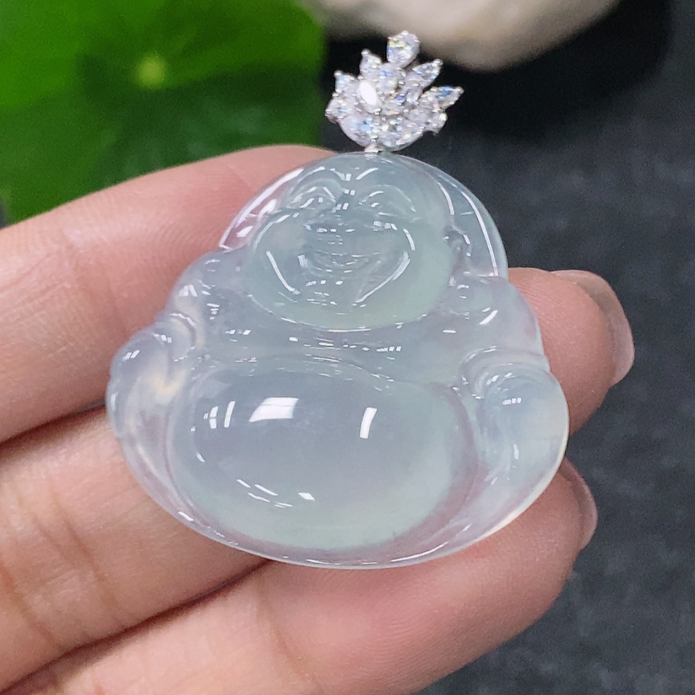 F34010270 Jadeite Pendant Buddha 18k Non-Diamond Total Weight Approx. 8g