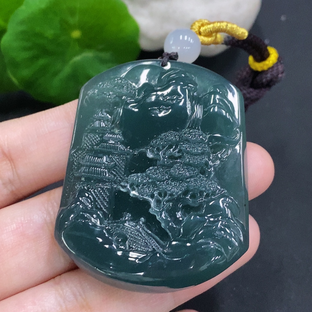 F34022006 Jadeite Landscape Pendant Total Weight Approx. 36g (Beads Non-Grade A)