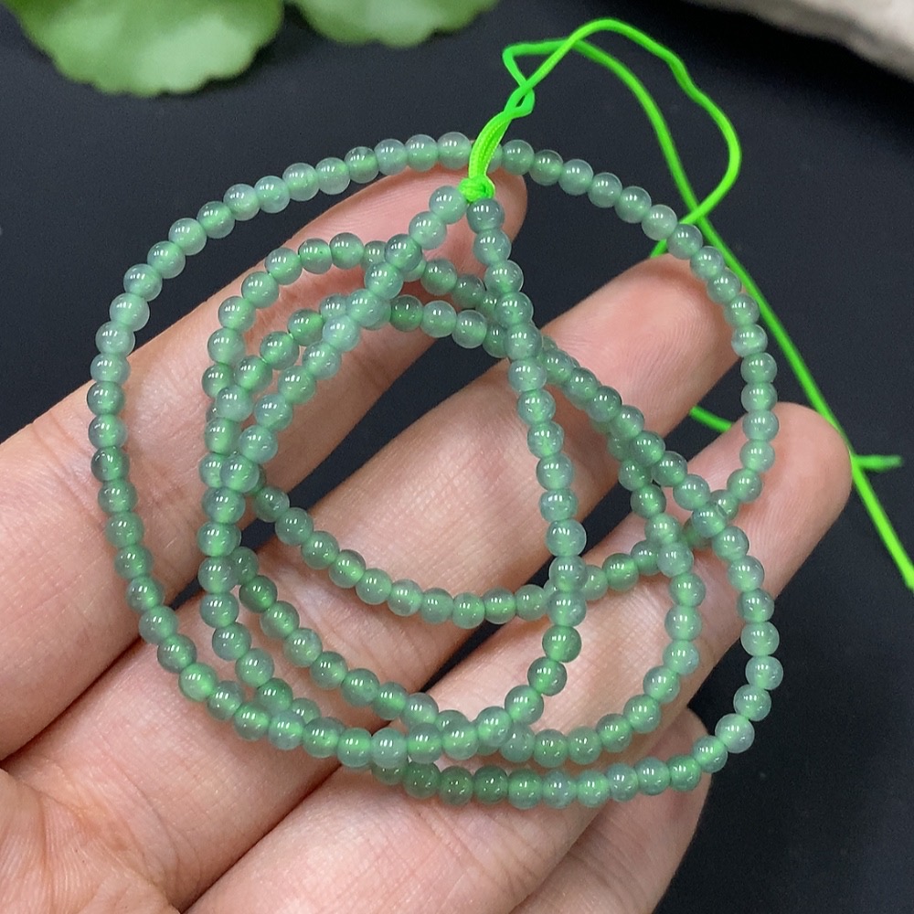 F24811242 Jadeite Bead Necklace Approx. 3mm Total Weight Approx. 7.34g