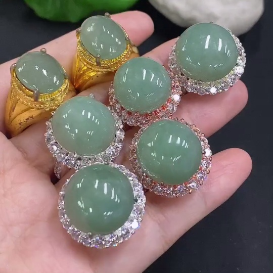 F32775903 Jadeite Cabochon Sell as a Lot Non-Gold Setting