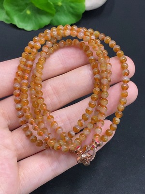 F30554834 Jadeite Bead Necklace Non-Gold Setting Approx. 3.6mm Total Weight About 17.3g Color Origin Undetermined