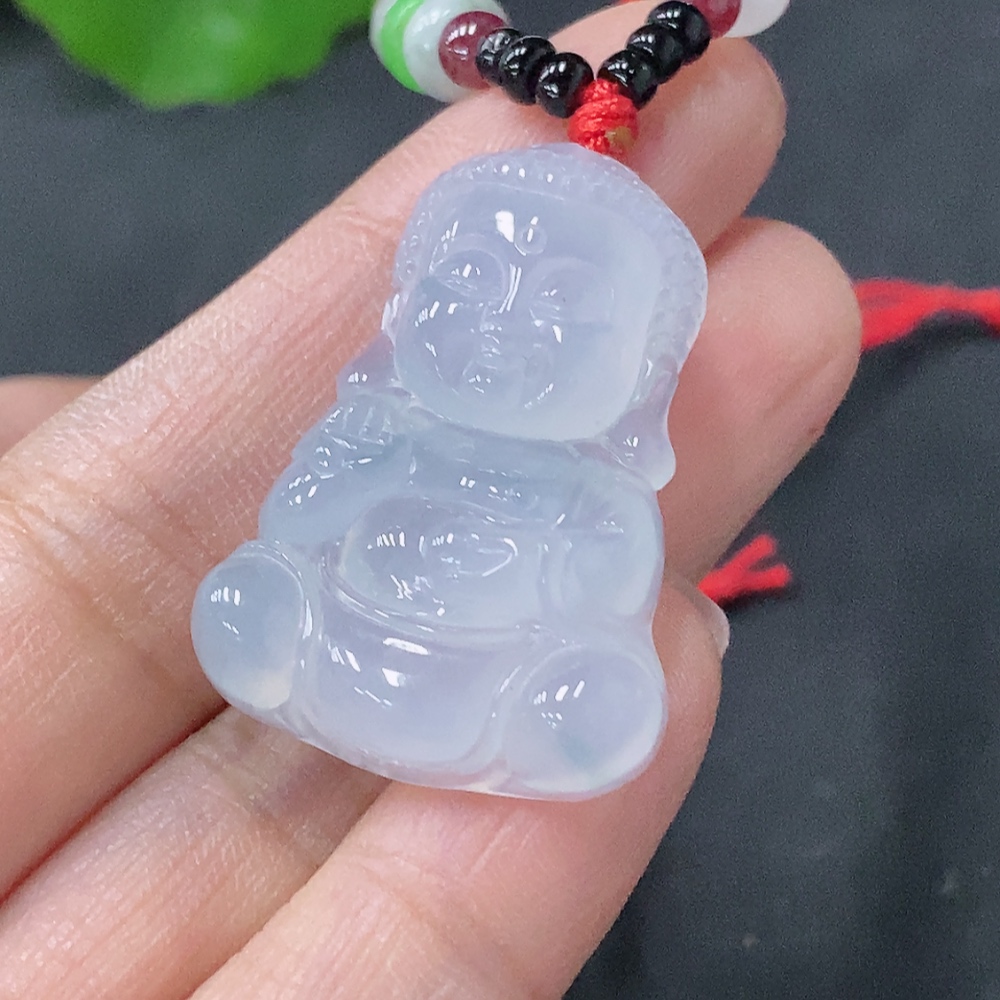 F35139571 Jadeite Baby Buddha Pendant Total Weight Approx. 11.18g With Non-Grade A Beads